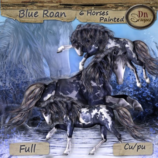 Blue Roan Horses Painted - Click Image to Close