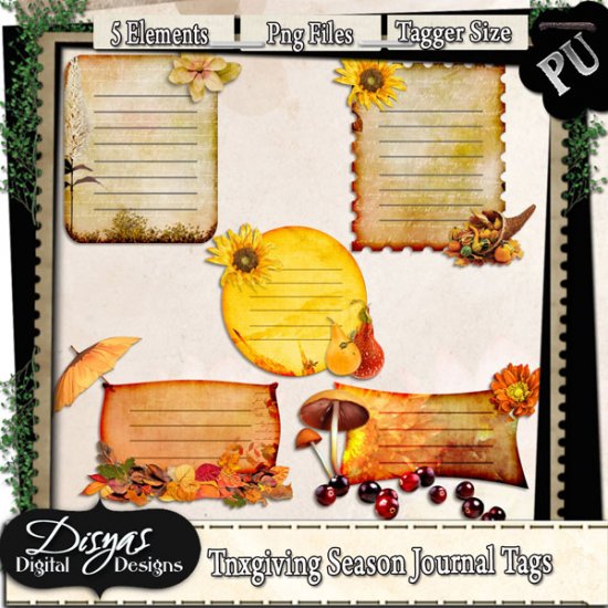THANKSGIVING SEASON JOURNAL TAG PACK - TAGGER SIZE - Click Image to Close