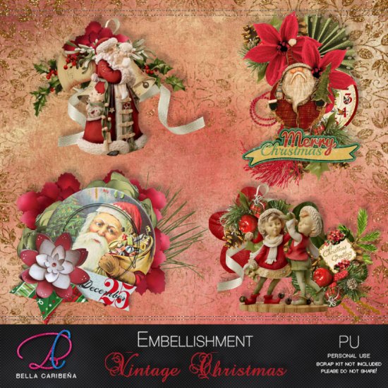 Vintage Christmas Embellishments - Click Image to Close