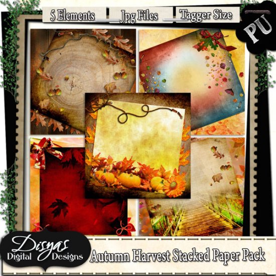 AUTUMN HARVEST STACKED PAPER PACK - TAGGER SIZE - Click Image to Close