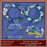 Daelmans Designs Blue Florals PU-CU-S4H
