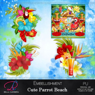 Cute Parrot Beach Embellishments