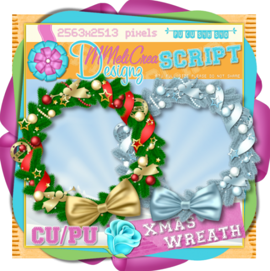 Xmas Wreath Script/ CU - Click Image to Close