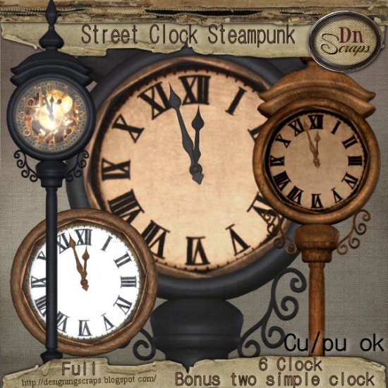 Street Clock Steampunk - Click Image to Close