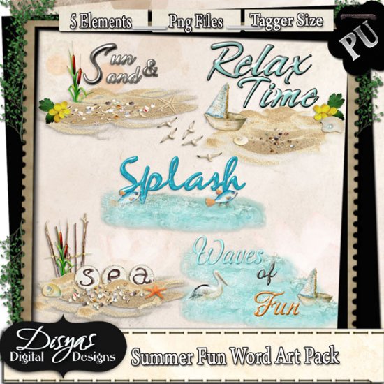 SUMMER FUN WORD ART PACK TAGGER SIZE - Click Image to Close