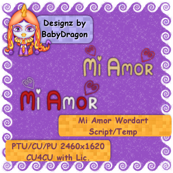 Mi Amor Valentines Wordart Script/Temp - Click Image to Close