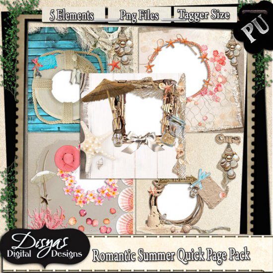 ROMANTIC SUMMER QUICK PAGE PACK TAGGER SIZE - Click Image to Close