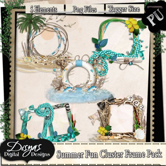 SUMMER FUN CLUSTER FRAME PACK TAGGER SIZE - Click Image to Close