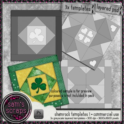 CU - Quilted Shamrock Paper Template
