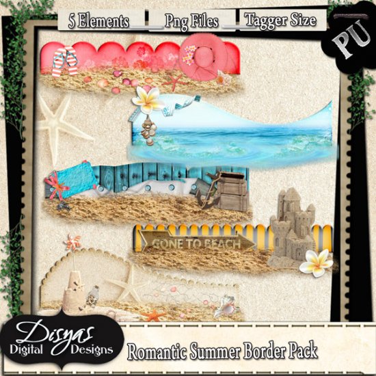 ROMANTIC SUMMER BORDER PACK TAGGER SIZE - Click Image to Close