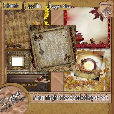 AUTUMN NIGHT TO READ STACKED PAPER PACK - TAGGER SIZE