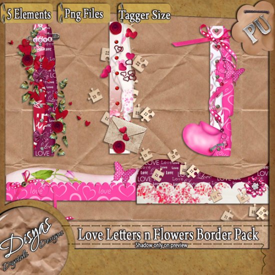 LOVE LETTERS AND FLOWERS BORDER PACK TS - Click Image to Close
