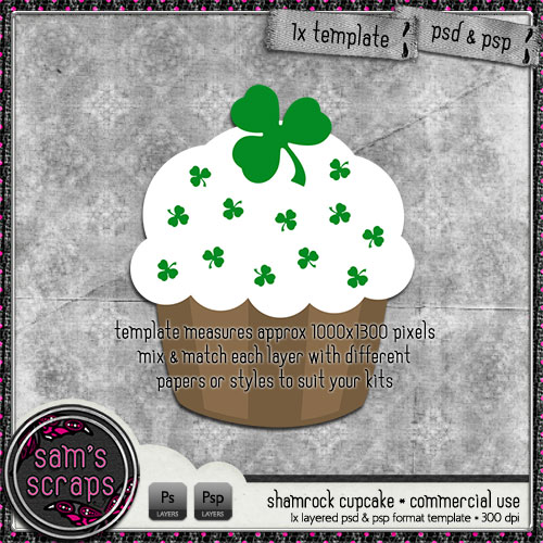 CU - Shamrock Cupcake Template - Click Image to Close