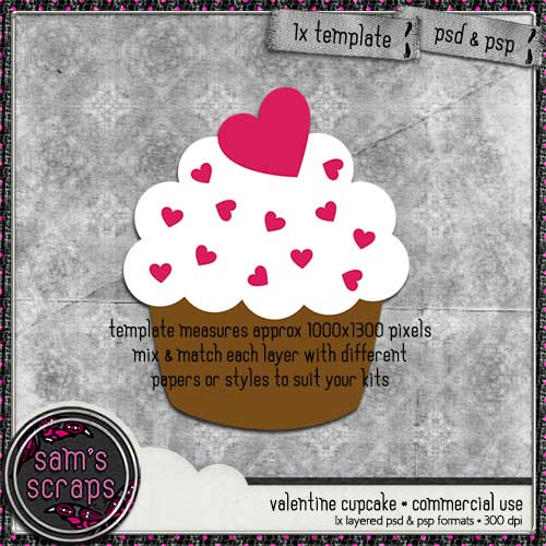 CU - Valentine Cupcake Template - Click Image to Close