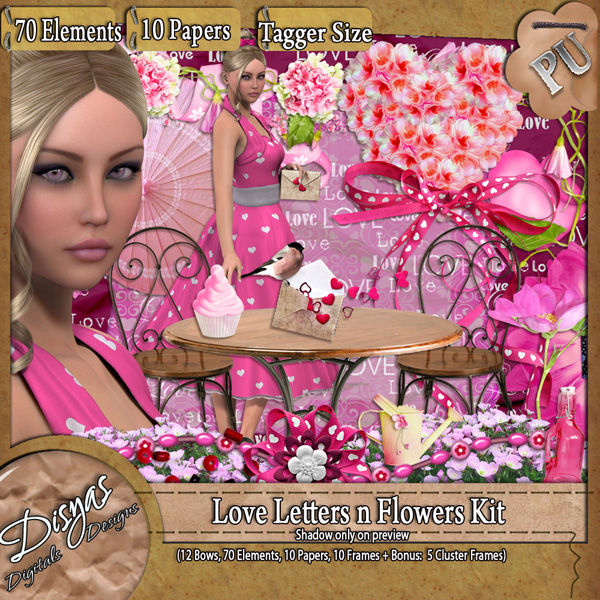 LOVE LETTERS AND FLOWERS SCRAPKIT TS - Click Image to Close